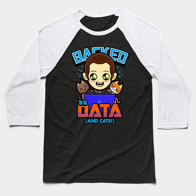 Funny Cute Kawaii Trekkie Sci-fi Data Cat Lover Android Meme Baseball T-Shirt by Originals By Boggs